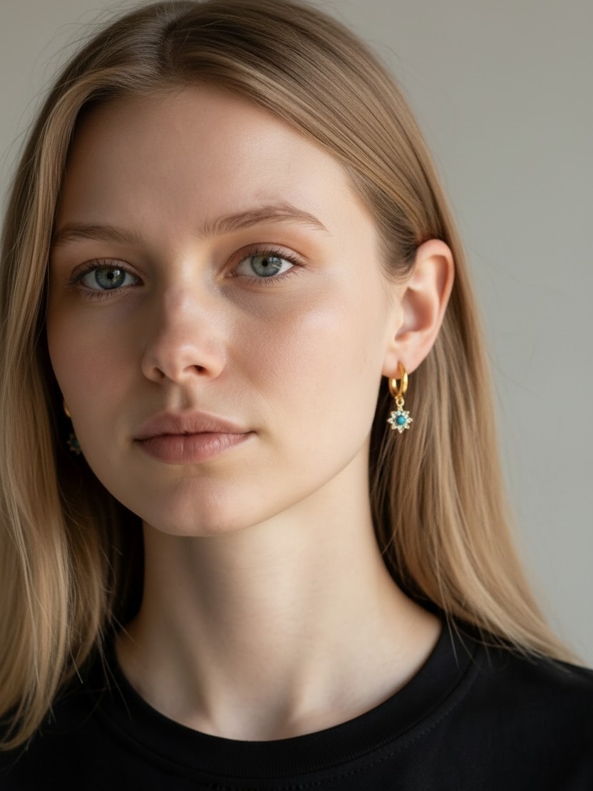 Kendra Scott Emma Gold Hoop Earrings With Turquoise Flower Charm